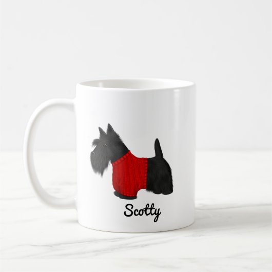 Scottish Terrier (Scotty Dog) in Sweater on White Koffiemok (Links)