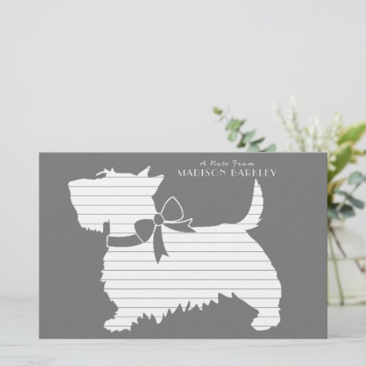Scottish Terrier Scotty Dog Puppy Scottie Statione Briefpapier (Staand voorkant)