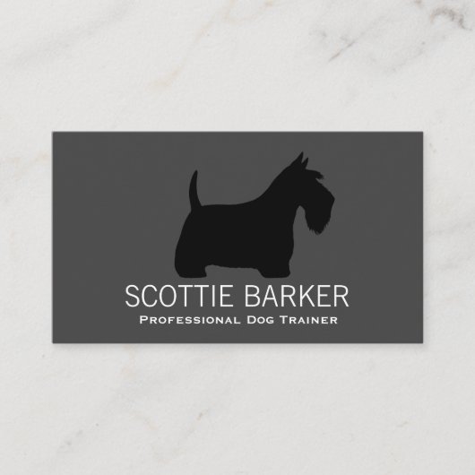 Scottish Terrier Silhouette Black op Grey Scottie Visitekaartje (Voorkant)