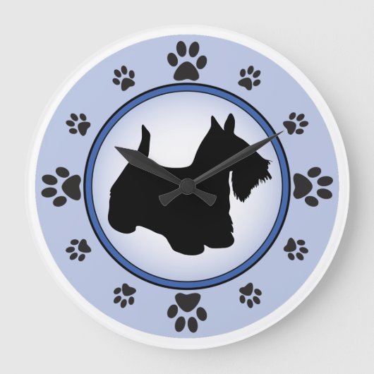 Scottish Terrier Silhouette Grote Klok (Voorkant)