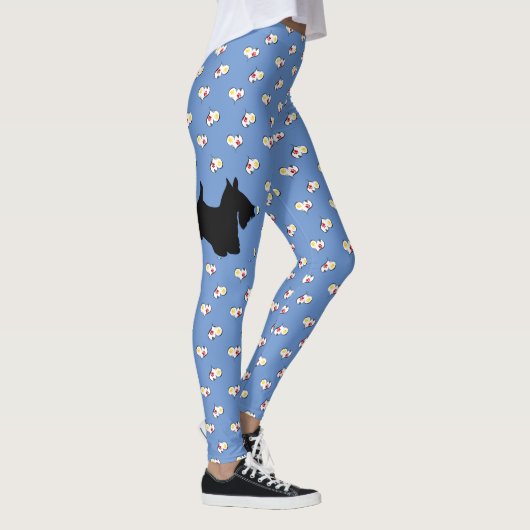 Scottish Terrier Silhouette Hearts Leggings (Rechts)