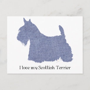 Scottish Terrier Silhouette in Denim Briefkaart