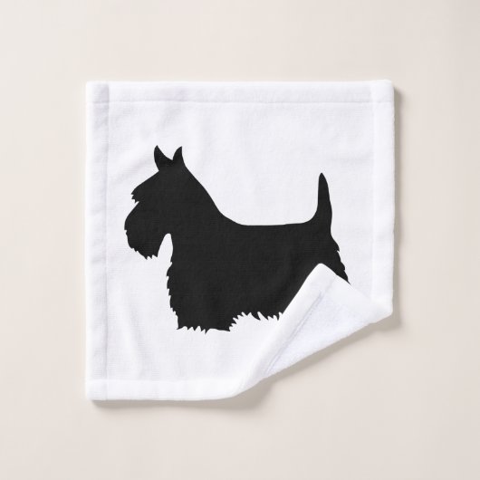 Scottish Terrier, silhouette - kies je eigen kleur Bad Handdoek (Wasdoekje)