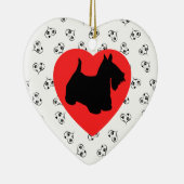 Scottish Terrier Silhouette met hart Keramisch Ornament (Rechts)