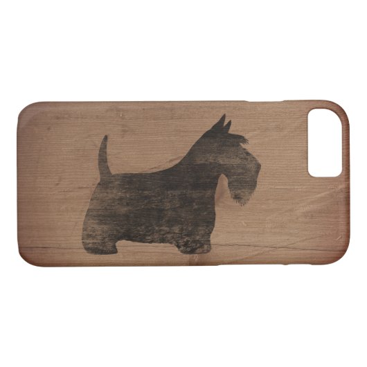 Scottish Terrier Silhouette Rustic Case-Mate iPhone Case (Achterkant (Horizontaal))