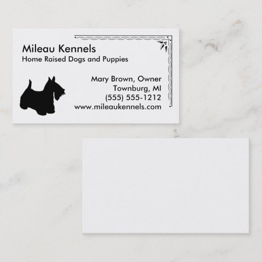 Scottish Terrier Silhouette Visitekaartje (Voorkant / Achterkant)