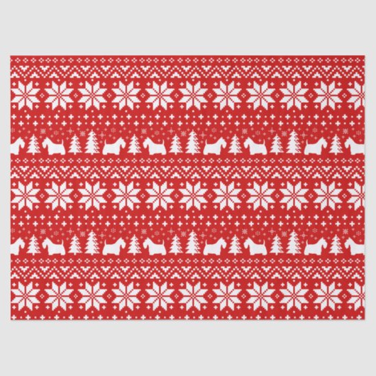 Scottish Terrier Silhouettes kerstpatroon Tissuepapier (Voorkant)