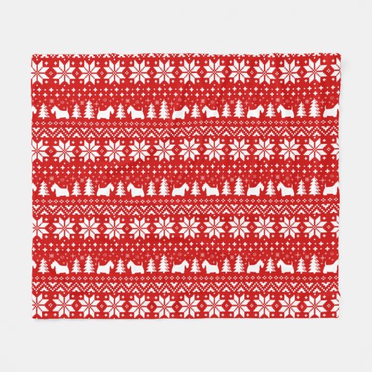 Scottish Terrier Silhouettes Scottie Dog Kerstmis Fleece Deken (Voorkant (Horizontaal))