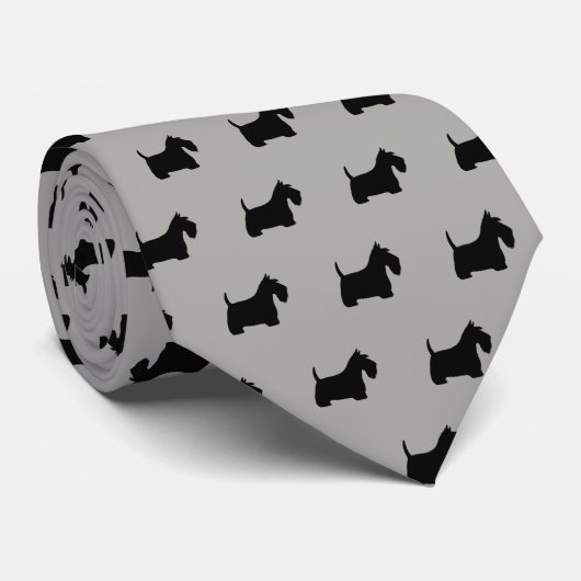 Scottish Terrier Silhouettes Scottie Dogs Pattern Stropdas (Opgerold)