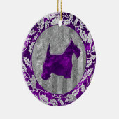 Scottish Terrier Silver Paars Glass Kijk Keramisch Ornament (Rechts)