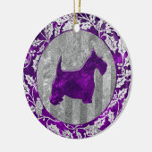 Scottish Terrier Silver Paars Glass Kijk Keramisch Ornament (Links)