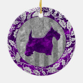 Scottish Terrier Silver Paars Glass Kijk Keramisch Ornament (Achterkant)