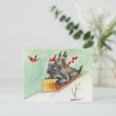Scottish Terrier Sleigh Ride Art Briefkaart (Staand voorkant)