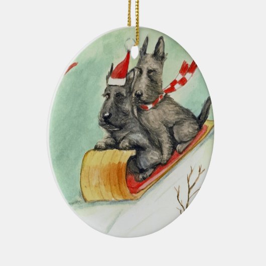 Scottish Terrier Sleigh Ride Art Ornament (Rechts)