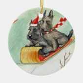 Scottish Terrier Sleigh Ride Art Ornament (Voorkant)