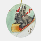 Scottish Terrier Sleigh Ride Art Ornament (Links)