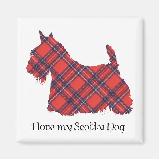 Scottish Terrier Stewart Tartan Magneet (Voorkant)