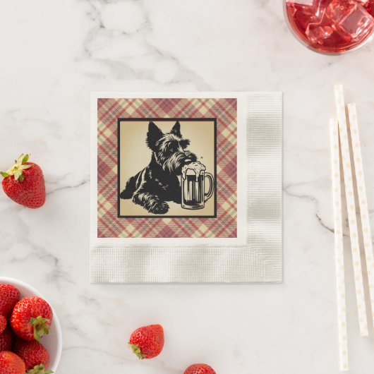 Scottish Terrier Tartan Plaid Earthtones Servet (Insitu)