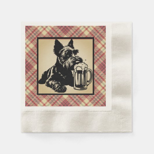 Scottish Terrier Tartan Plaid Earthtones Servet (Voorkant)