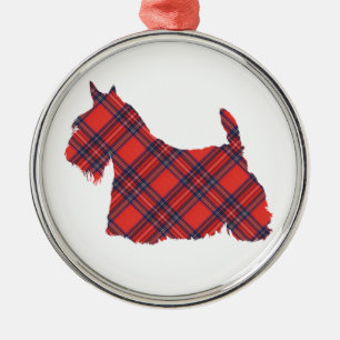 Scottish Terrier Tartan Silhouette Metalen Ornament