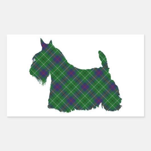 Scottish Terrier Tartan Silhouette Rechthoekige Sticker (Voorkant)