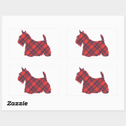 Scottish Terrier Tartan Silhouette Rechthoekige Sticker (Vel)