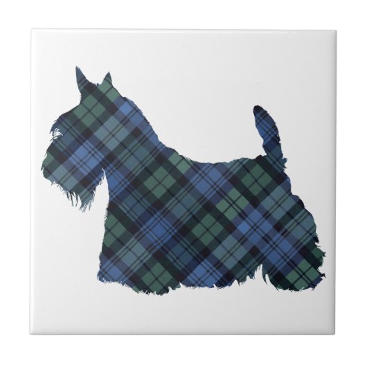 Scottish Terrier Tartan Silhouette Tegeltje (Voorkant)