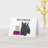 Scottish Terrier Terug naar School Wenskaart Kaart (Gele Bloem)