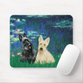Scottish Terrier (twee-BW) - Lilies 5 Muismat (Met muis)