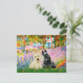 Scottish Terrier (twee BW) - Tuin Briefkaart (Staand voorkant)