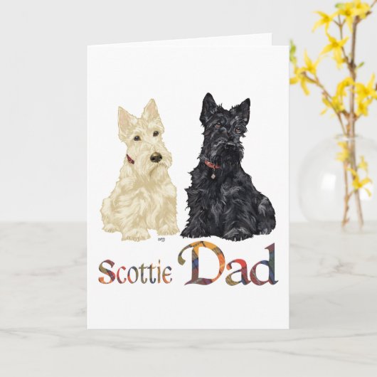 Scottish Terrier Vaderdag Kaart (Gele Bloem)