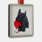 Scottish Terrier Valentijn Metalen Ornament (Rechts)