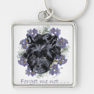 Scottish Terrier Vergeet-Me-Not Sleutelhanger