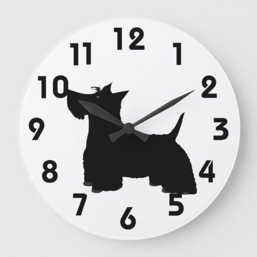 Scottish Terrier Wall-klok Grote Klok (Voorkant)