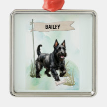Scottish Terrier Watercolor Personalized Dog