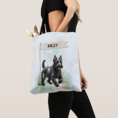 Scottish Terrier Watercolor Personalized Dog Tote Bag (Dichtbij)
