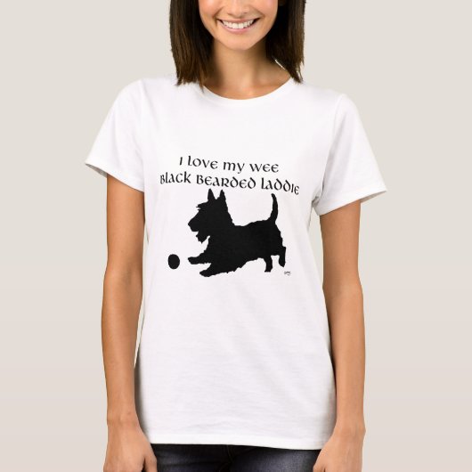 Scottish Terrier - Wee Black Bearded Laddie T-shirt (Voorkant)