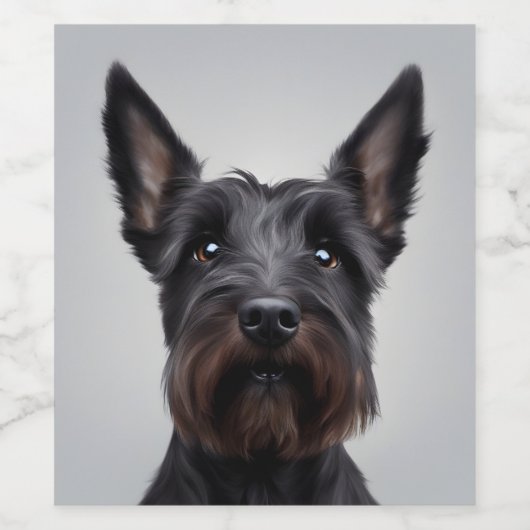 Scottish Terrier Wijn Etiket (Enkel label)