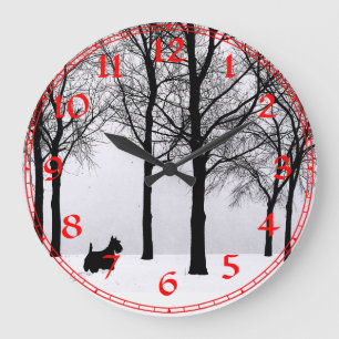 Scottish Terrier Winter Clock Grote Klok