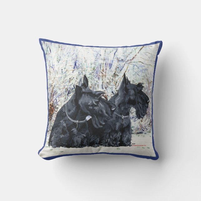 Scottish Terrier Winter Pillow Kussen (Voorkant)