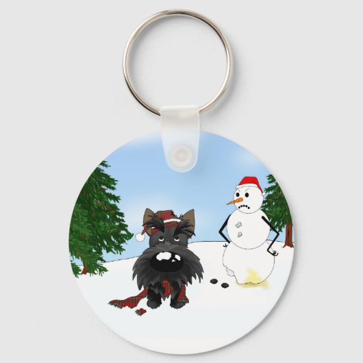 Scottish Terrier Winter Scene Sleutelhanger (Voorkant)