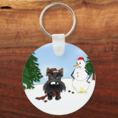 Scottish Terrier Winter Scene Sleutelhanger (Voorkant)
