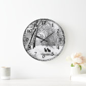 Scottish Terrier Winter Snow Clock Grote Klok (Huis)