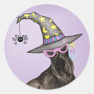 Scottish Terrier Witch Ronde Sticker