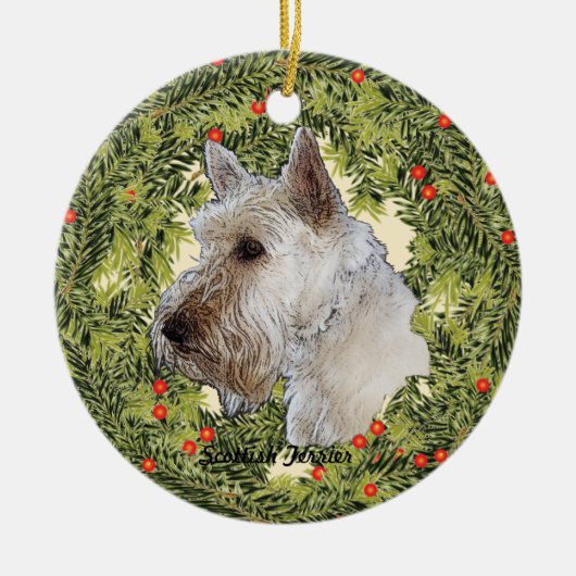 Scottish Terrier Wreath Keramisch Ornament (Voorkant)