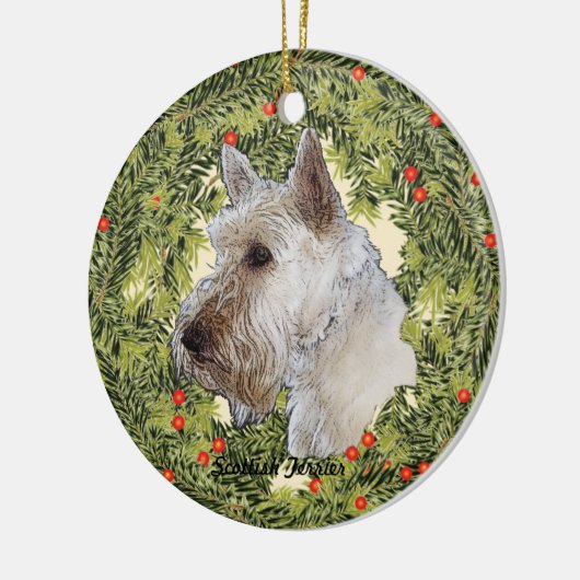 Scottish Terrier Wreath Keramisch Ornament (Links)