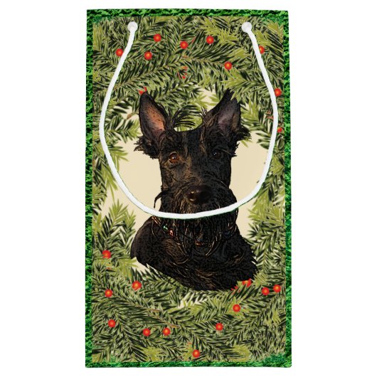 Scottish Terrier Wreath Klein Cadeauzakje (Achterkant)