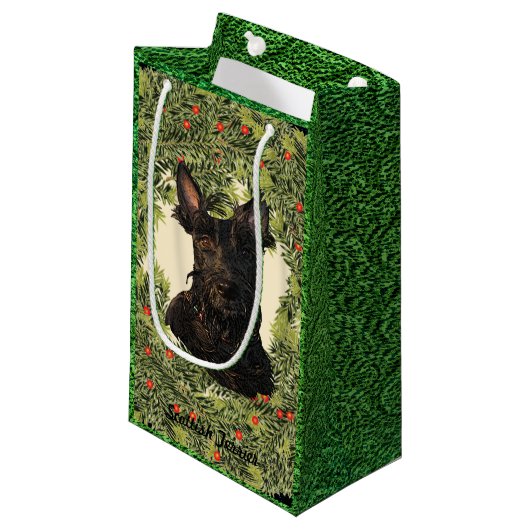 Scottish Terrier Wreath Klein Cadeauzakje (Voorkant Gekanteld)