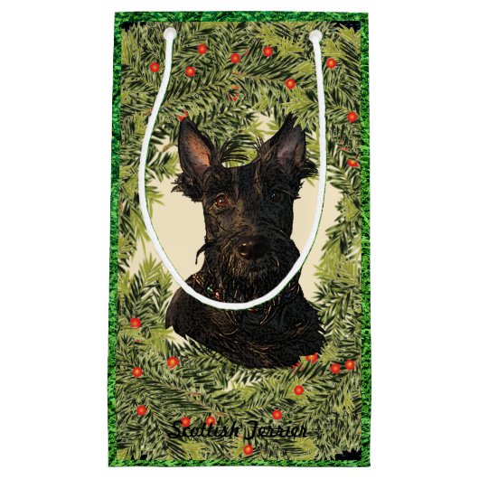 Scottish Terrier Wreath Klein Cadeauzakje (Voorkant)