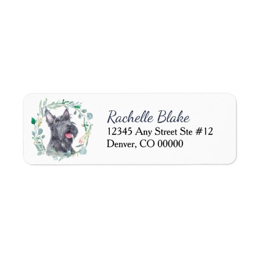 Scottish Terrier Wreath Return Address Label (Voorkant)
